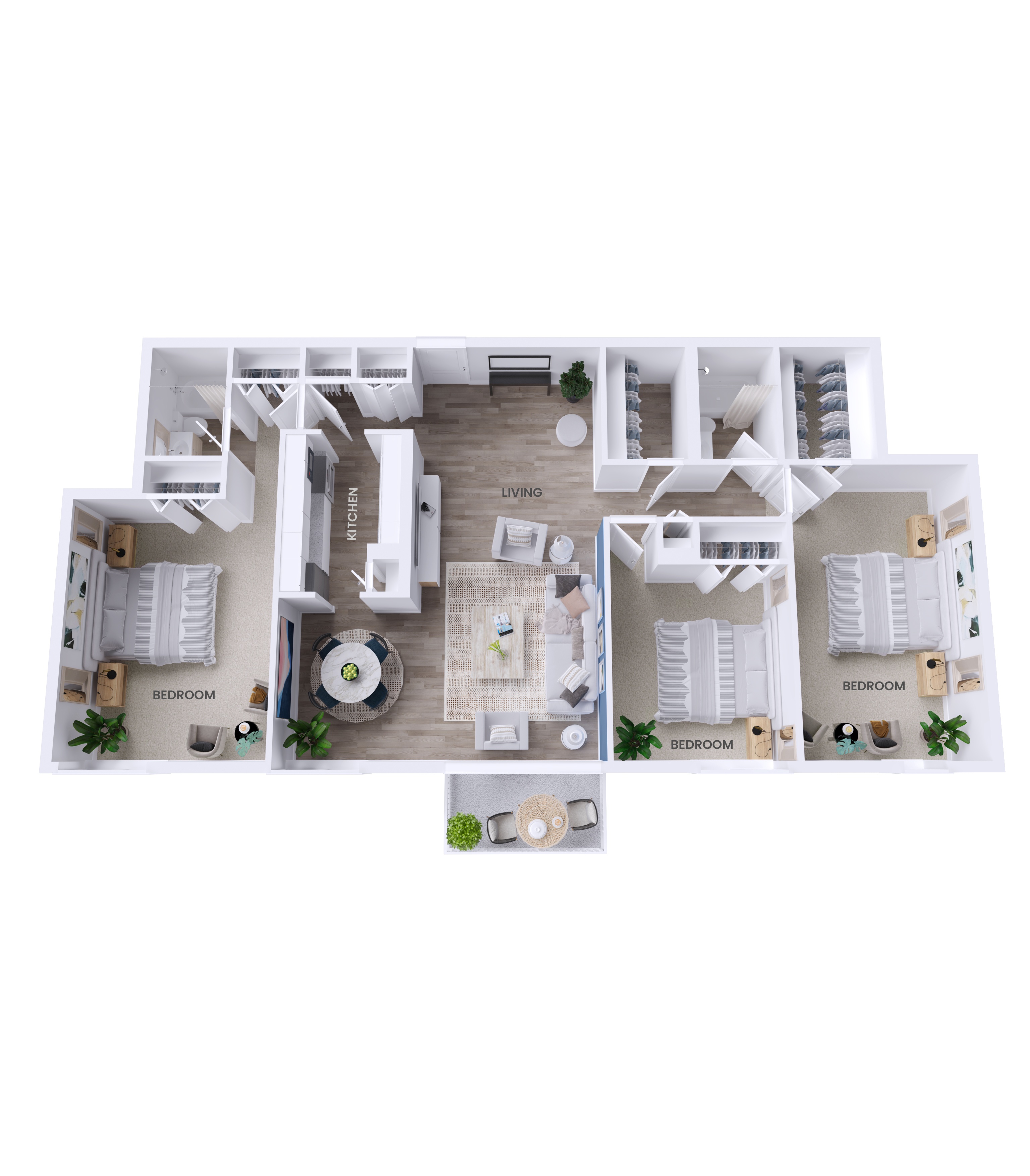 Floor plan for 3 beds, 2 baths, 1350 sqft